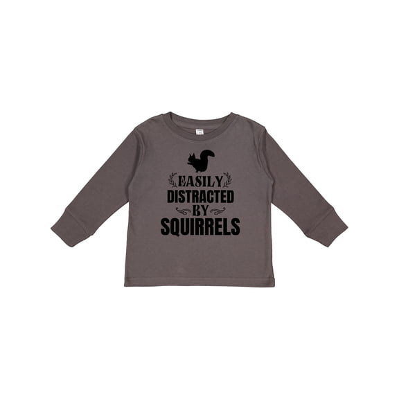Inktastic Easily Distracted by Squirrels Boys or Girls Long Sleeve Toddler T-Shirt