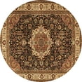 thumbnail image 1 of Ahgly Company Indoor Round Medallion Brown Traditional Area Rugs, 5' Round, 1 of 4