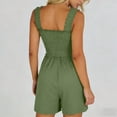 thumbnail image 5 of APEXFWDT Women's Shorts Smocked Rompers Square Neck Sleeveless Summer Jumpsuit Shorts with Pockets Beach Vacation Outfits,S,Army Green, 5 of 7
