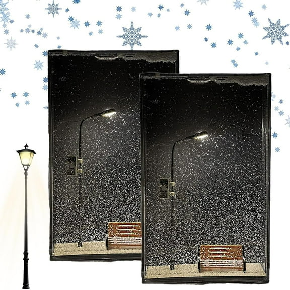 Snow Tales Lamp, Snowy Night Street Lamp,DIY Snow Globe Night Light for Bedroom Decor,Flowing Snowy Night Light Christmas Decorations (2 Set)