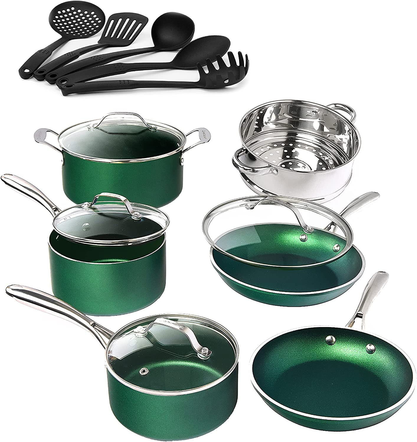 Granite Stone Green Cookware Set Nonstick Pots and Pans Set\u2013 10pc