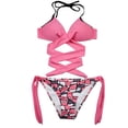 thumbnail image 1 of FhsagQ Womens Swimsuit Sets Fish Net Ladies Triangle Separate Solid Color Bikini Candy Color Bikini Strap Swimsuit Sets for Women Bodysuit Crotchless Womens Swimsuit Sets Plus Size White M, 1 of 7