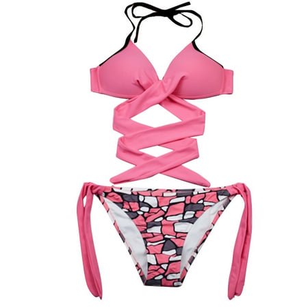 FhsagQ Womens Swimsuit Sets Fish Net Ladies Triangle Separate Solid Color Bikini Candy Color Bikini Strap Swimsuit Sets for Women Bodysuit Crotchless Womens Swimsuit Sets Plus Size White M