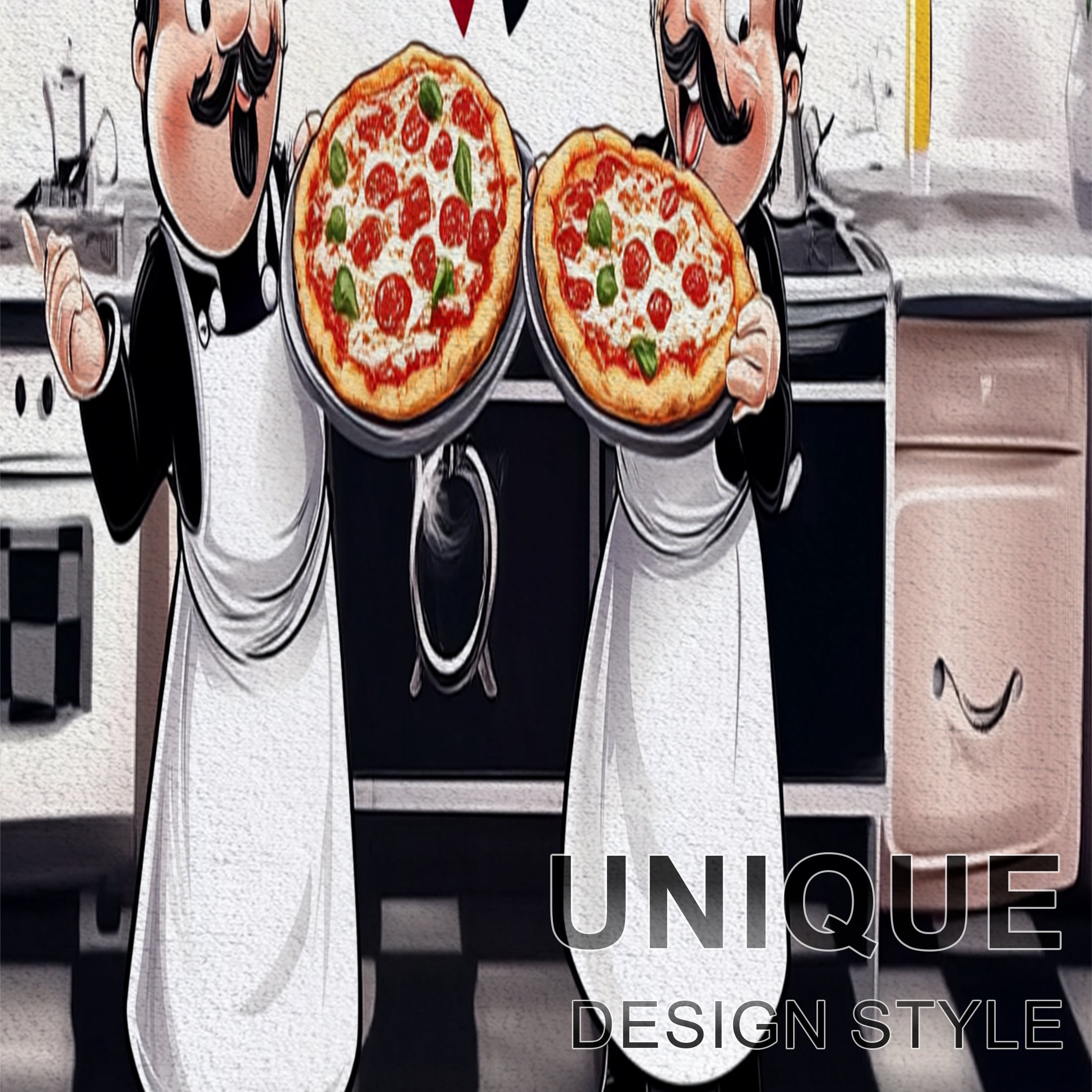 YIMEIS Pizza Chef Valentine's Day Kitchen Mat Washable Non-Skid Absorbent Runner Rugs (16''24''/20''32''/47''18'') - 1/2/3 Pcs Recommended for Kitchen Sink Front/Floor, Suitable for All Age Groups