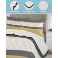 thumbnail image 4 of Quilts Full Size, Yellow Morocco Soft Comforter Bedding Set for Bed, Geometric Grey Stripes Modern Lightweight Quilted Bedspread with Pillow Cover(2 Pieces) for All Season, 78x90 Inch, 4 of 6