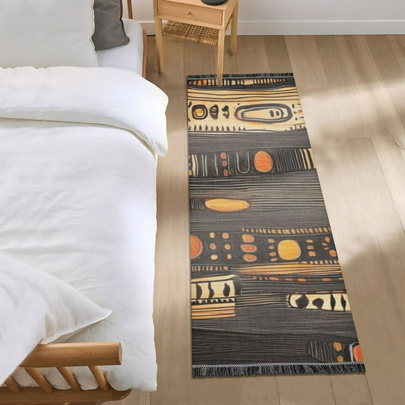 Patterns in African Art Bedroom Runner Rug 2'x 6' Non Slip Carpet Indoor Home Area Rug Living Room