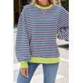 thumbnail image 7 of Sweatshirt For Women Oversized Long Sleeve Striped Pullover Color Block Crewneck Casual Loose Tops Y2K Clothes Workout Shirt, 7 of 7