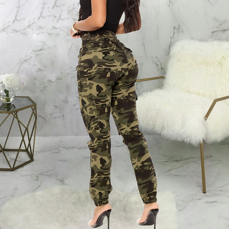 qolati Skinny Ripped Jeans for Women High Waisted Stretch Butt Lifting  Jeans Camouflage Print Slim Fit Distressed Jeggings Denim Pants