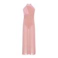 thumbnail image 5 of Aislor Big Girls Mesh Split Wide-Leg Bodysuit Sequins Bodice Figure Skating Jumpsuit Gymnastics Leotard Pink 6, 5 of 7