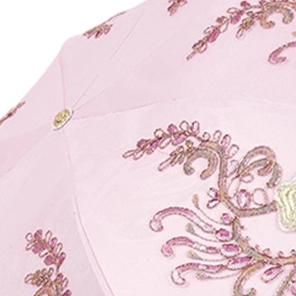 Lace Embroidery Sun Umbrella Ladies Anti-UV Umbrella Folding Parasol Umbrella Vintage Flower Embroidery Umbrella Sun/Rain/Snow Folding Umbrella