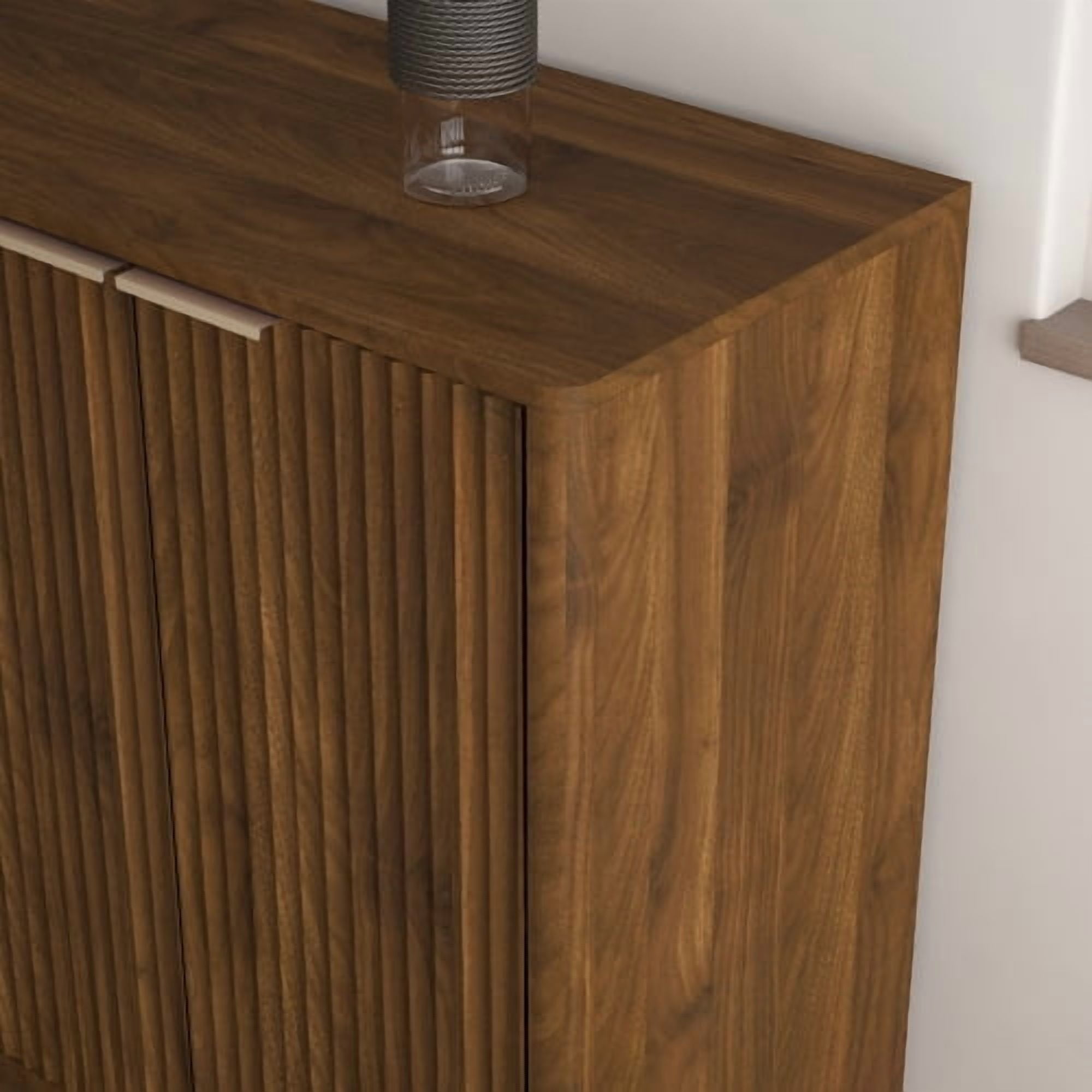 94.5" Modern Fluted Buffet Cabinet with Storage, 6-Door Sideboard Credenza with Adjustable Shelves, Accent Cabinet Console Table for Dining Room, Living Room, TV Stand