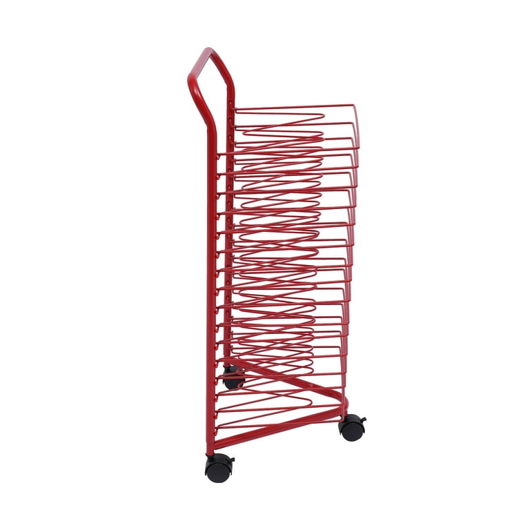 OFFICEROO Art Drying Rack for Classroom - 18 Removable Shelves, Lockable  Wheels, Metal Paint Drying Rack for Art Studio, Schools, Classrooms