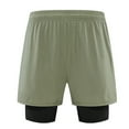 thumbnail image 1 of Mens 2 in 1 Running Shorts Quick Dry Gym Athletic Workout Clothes with Side Pockets, 1 of 5