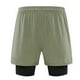 thumbnail image 1 of Pantalones cortos para correr 2 en 1 para hombres Pantalones cortos de entrenamiento de gimnasio de secado rápido para hombres con bolsillo para teléfono - Verde Adepaton BST3009858-4, 1 of 6