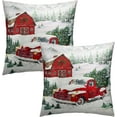 thumbnail image 2 of Winter Red Truck Throw Pillow Covers 16x16 Inch Christmas Tree Pillowcase Set of 2 Holiday Decorative Cushion Cover for Sofa Couch Home Car, 2 of 6