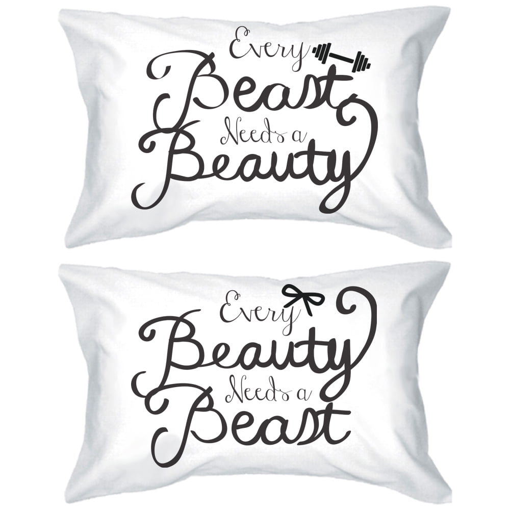 His Beauty ~ Her Beast Couples Printed Pillowcases Set of 2 