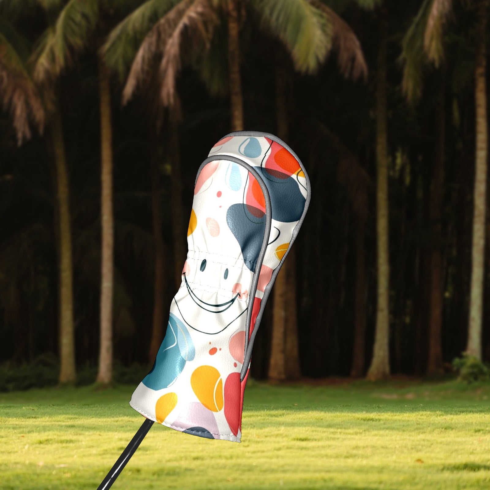 Golf Head Covers Simple Pattern Design for Driver, Wood & Hybrid, Premium Waterproof PU Leather with Plush Lining, Minimalist Golf Gifts