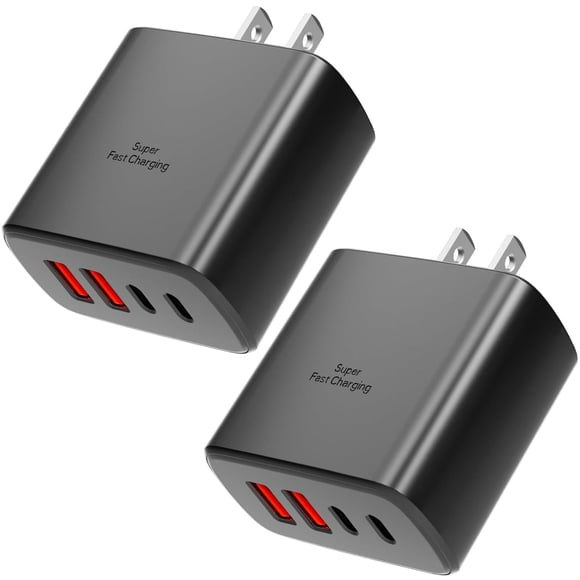 VKUJDT 2 piezas cargador tipo c carga rapida, 33W Cargador USB portáti con Cargador C Rapido 2 Puert
