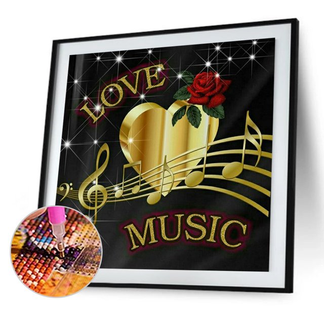 Cuadros Decorativos Kit de pintura de diamante 5Dnota musicaltaladro redondo completomanualidades DIY (NH1846) Ehuebsd embutido en tela