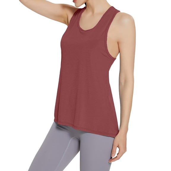 High Neck Tank Tops for Women Crew Neck Sleeveless Loose Fit Tee Shirts Slim Fitted Racerback Shirts Beach Holiday Clothes Red, Size S