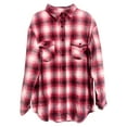 thumbnail image 4 of JGGSPWM Womens Plaid Button Down Flannel Shirts Long Sleeve Lapel V Neck Outwear Classic Coat Winter Pullover Tops Red XL, 4 of 4