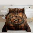 thumbnail image 2 of Homewish Rustic Farmhouse Adult Bedding Comforter Set, Vintage Texas Stars Twin Comforter Sets, Brown Wooden Plank Reversible Bedding Set, Microfiber Bedroom Decor, 2-Piece, 2 of 8