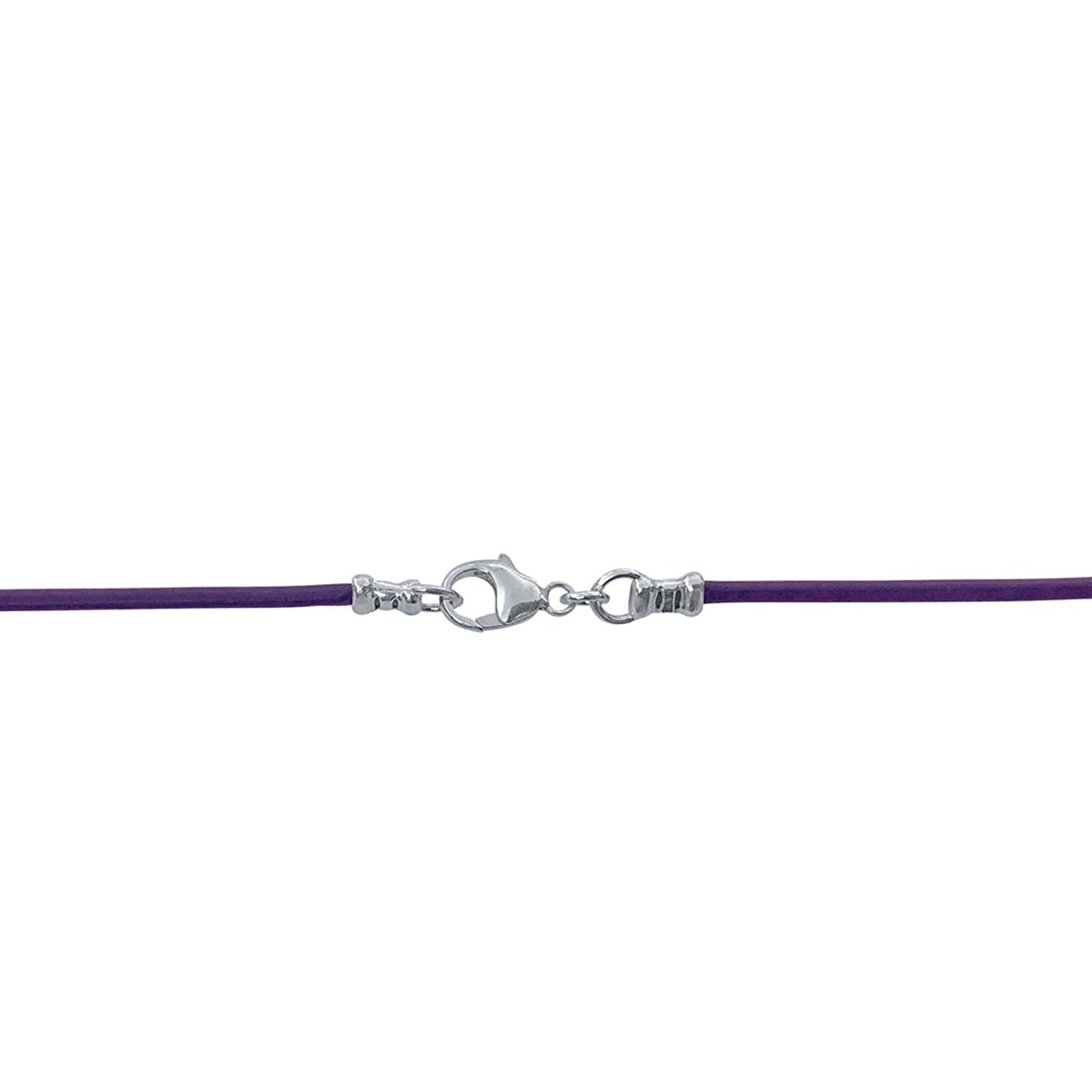 Sterling Silver 1.8mm Fine Purple Leather Cord Necklace