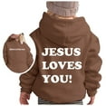 thumbnail image 4 of Teen Hoodies Jesus Loves You Hooded Sweatshirts Graphic Letter Print Sweatshirt Long Sleeves Cute Loose Pullover Cute Sweatshirts Hoodies for Teens 11-12 Years, 4 of 4