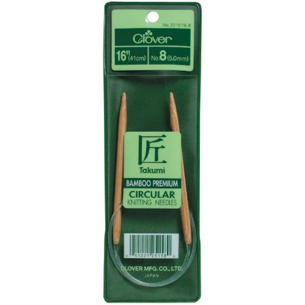 CLOVER Takumi Bamboo Circular 16-Inch Knitting Needles, Size 15