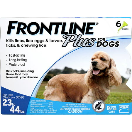 FRONTLINE Plus for Medium Dogs (23-44 lbs) Flea and Tick Treatment, 6 (Best Price Frontline Plus Dogs)