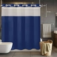 thumbnail image 5 of No Hook Navy Blue Pure Color Shower Curtain with Snap in Liner Set, Aesthetics Contemporary Luxury Waterproof Fabric Bathroom Curtains with See Through Top Window, Hotel Style Modern 66 x 72 Inch, 5 of 9