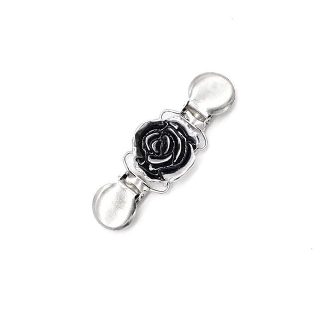 Jumpingount Bufanda con patrón de rosas, anillo, bufandas plateadas exquisitas, hebilla para vestido, Clips, alfileres esmaltados tallados, accesorios de Accesorios de disfraces Jumpingount AP008837-00