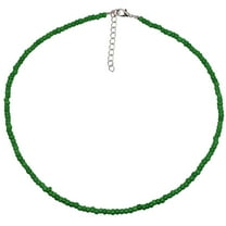 XmhyTop-A Rice Bead Necklace Bohemian Beaded Choker with Accents 1 Piece Boho Fashion Jewelry-Dark Green