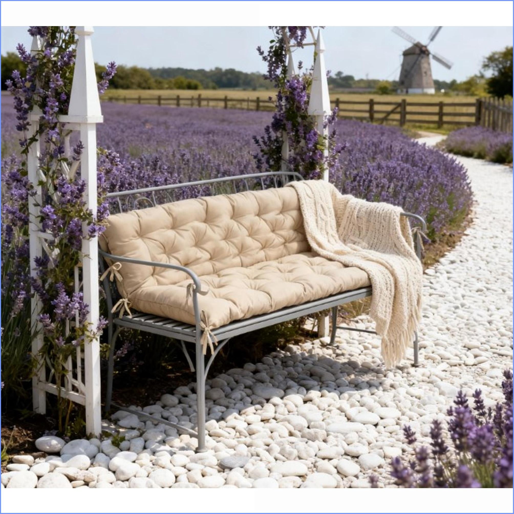 Outdoor 3-Seater Swing Replacement Cushion | 59" Tufted Patio Bench Cushion for Porch Furniture | Tan Brown