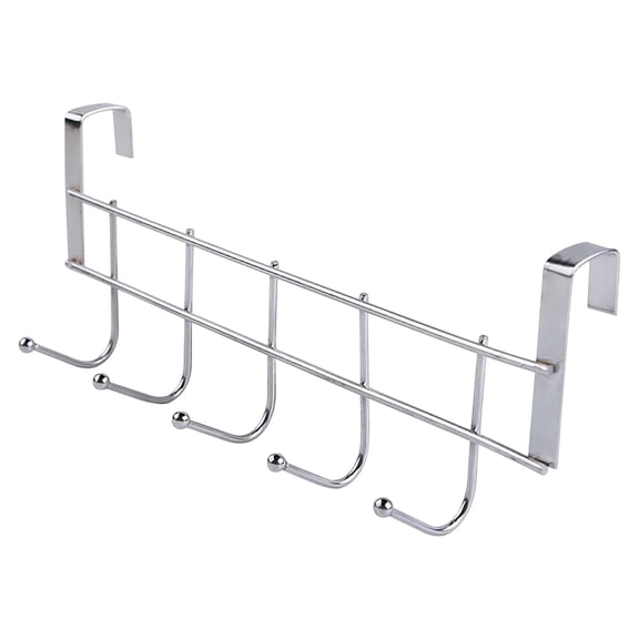 Over The Door Hooks,White Door Hanger Rack with 5 Hooks,Stainless Steel Hanger Hooks Fits 3/4" Doors for Hanging,Over The Doors Towel Rack for Bedroom,Closet,Bathroom & Dorm(9.6x3.4")(2.1"W)