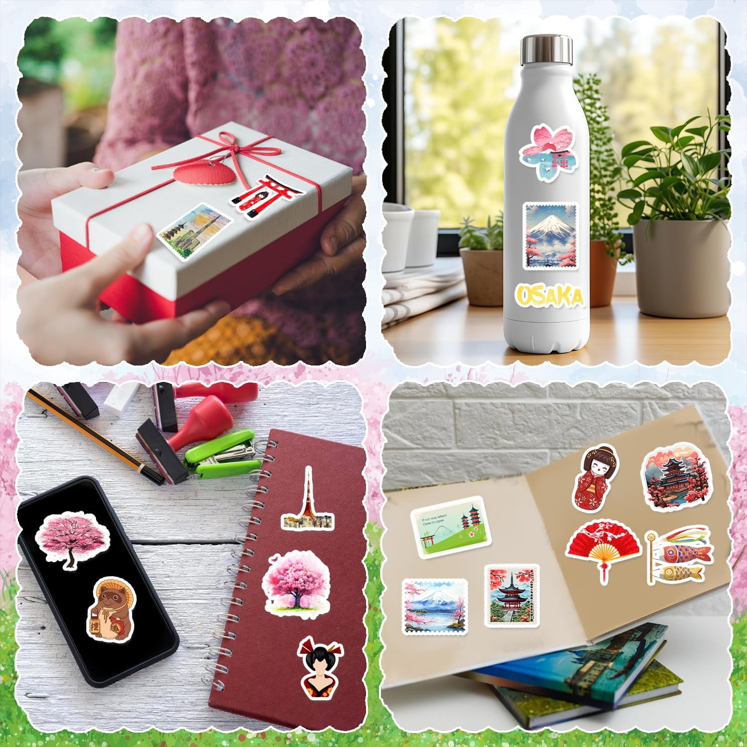 120 Pcs Japanese Stickers, Japan Japanese Birthday Party Decorations, Japan Themed Party Favors, Vinyl Waterproof Stickers for Journals Scrapbook Water Bottle Laptop