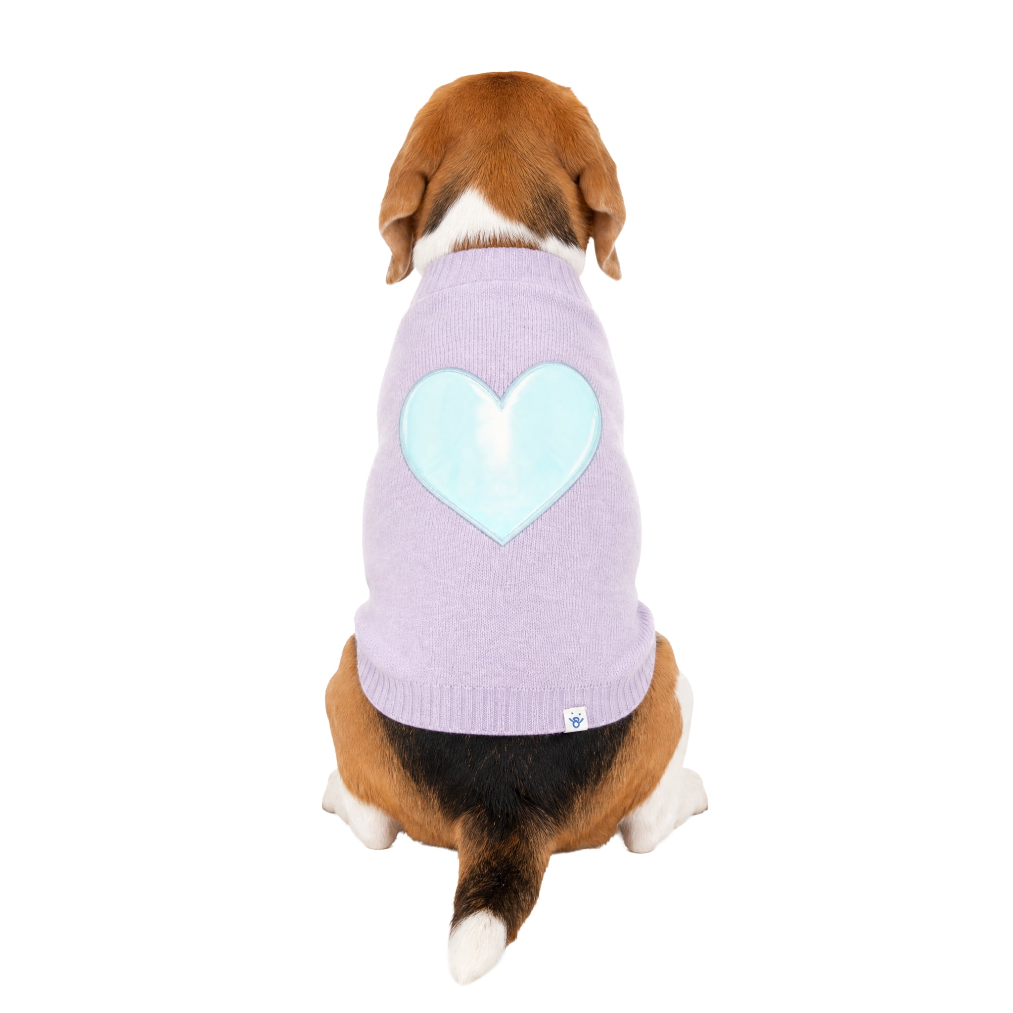 Oodles Iridescent Heart Fall Dog Sweater, Purple, Medium