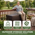 thumbnail image 5 of Dextrus 240 Gallon XXL Deck Box, Weatherproof Resin Outdoor Storage with Lock, 3-Person Bench for Patio, Garden, Pool, Dark Brown, 5 of 7