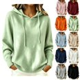 thumbnail image 5 of Yigetop Warm Sweaters for Women Crew Neck Soft Hoodies Fall Winter Cozy Knitted Hooded Pullover Loose Fit Lightweight Comfy 2026 Daily Wear Tops Orange M, 5 of 5