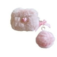 thumbnail image 5 of Pink Holographic Heart AirPods Case with Bow and Pom-Pom Pendant, Compatible with AirPods 1/2/3/Pro/Pro2/4 (Pink,For Airpods 4), 5 of 5
