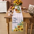 thumbnail image 2 of Sunflower Table Runner 108 Inches, Summer Botanical Yellow Floral Purple Plaid Bed Runner Dresser Scarves Tabletop for Indoor Outdoor Parties/Ceremony/Banquet, 13"x 108", 2 of 9