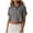 Grey, variant on Womens Button Down Cropped Shirts Long Sleeve Casual Crop Tops Solid Lapel Blouse Shirt with Chest Pocket