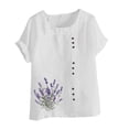 thumbnail image 4 of ZQUUVOU Women's T-Shirt Linen Round-Neck Short Sleeve Button T-Shirt Blouse White (S), 4 of 4