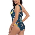 thumbnail image 4 of Pofeuu Space Sleeping Panda Print Women's One Piece Swimsuits One Shoulder Swimwear Asymmetric Ruffle Monokinis Bathing Suits-Small, 4 of 6
