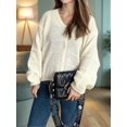 thumbnail image 4 of Women'S Winter Button Down Cardigan Sweaters Casual Coats Oversized Chunky Cable Knit Long Sleeve Outwear White L, 4 of 9