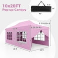 thumbnail image 3 of Costway 10 x 20FT Pop up Canopy Outdoor Canopy Tent with 6 Sidewalls Carrying Bag Pink, 3 of 10