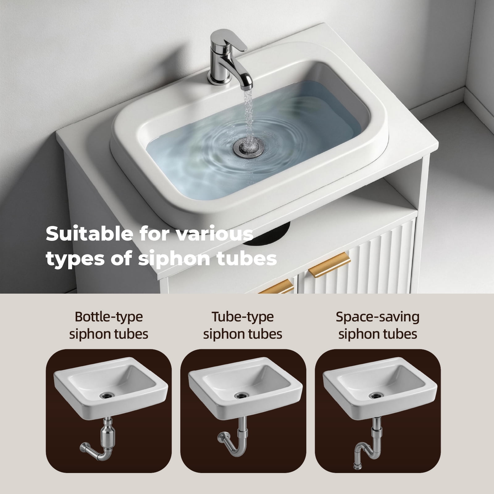 Ktaxon Fluted Bathroom Vanity Under Sink Pedestal with Two Doors and One Shelf, White