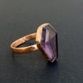 thumbnail image 2 of Natural Amethyst Gemstone Unisex Ring, Statement Ring, Men's Women's Dad Mom Husband Wife Gifts, Promise Ring, Rose Gold Plated February Birthstone Ring (amethyst-Rose Gold, Size 7), 2 of 9