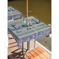 thumbnail image 2 of Outdoor Tablecloth with Umbrella Hole for Patio/Picnic/Party/Camping, Nautical Archor Waterproof Table Cloth Square Cover Washable, Vintage Country Ocean Archor Blue Stripes (60"x 60"), 2 of 8