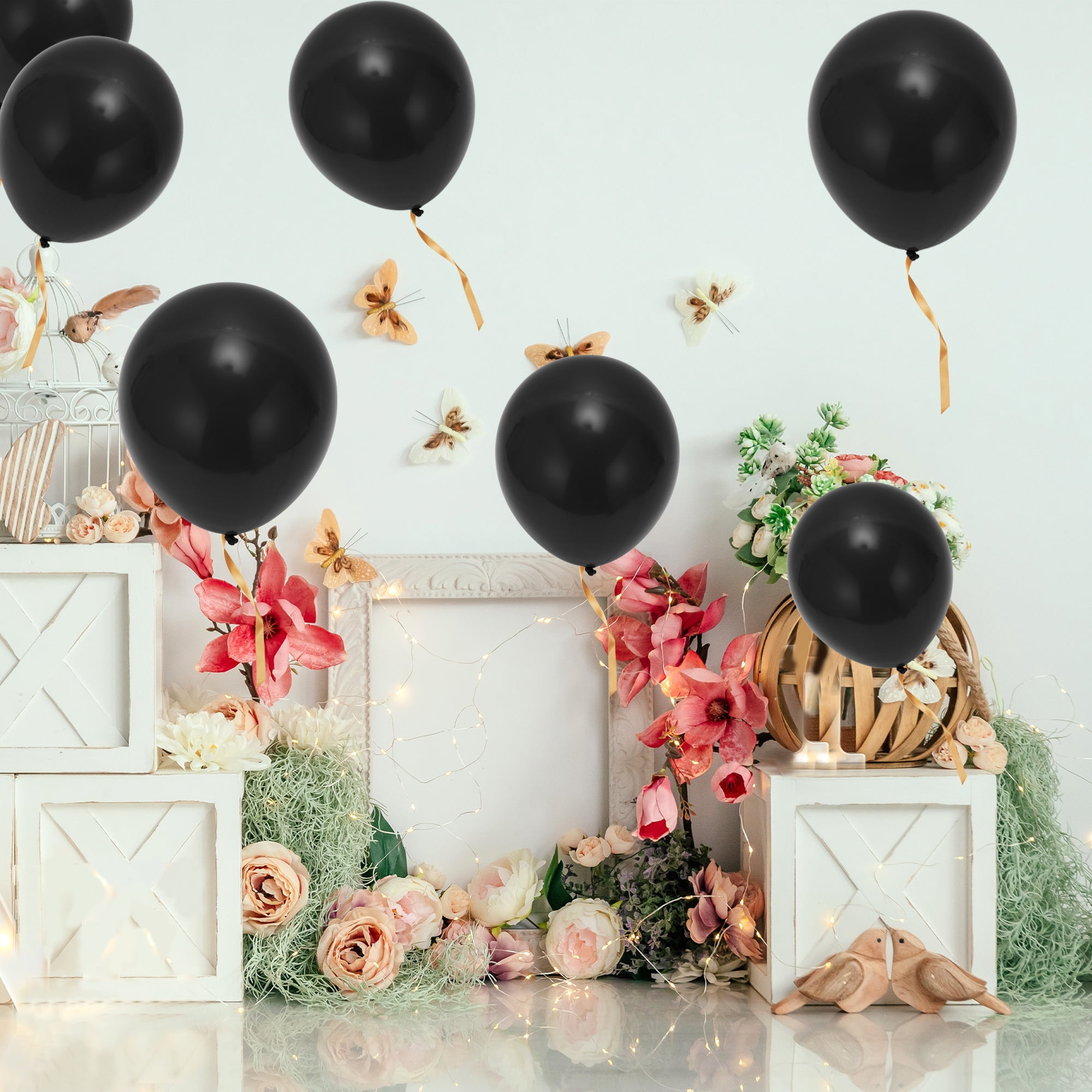 Unique Bargains 20Pcs Latex Party 10inchch Helium Balloons Black